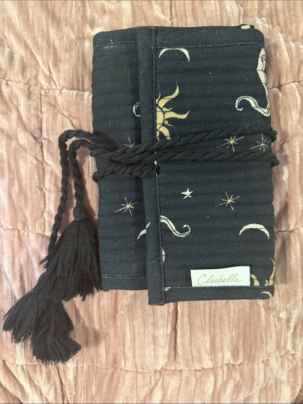 Cleobella Black Celestial Tassel Wrap jewelry travel bag